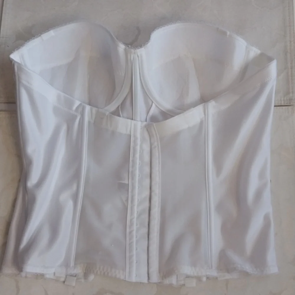 Dominque NWOT Juliette‎ Satin Strapless Longline Corset 8950 White Size 40C